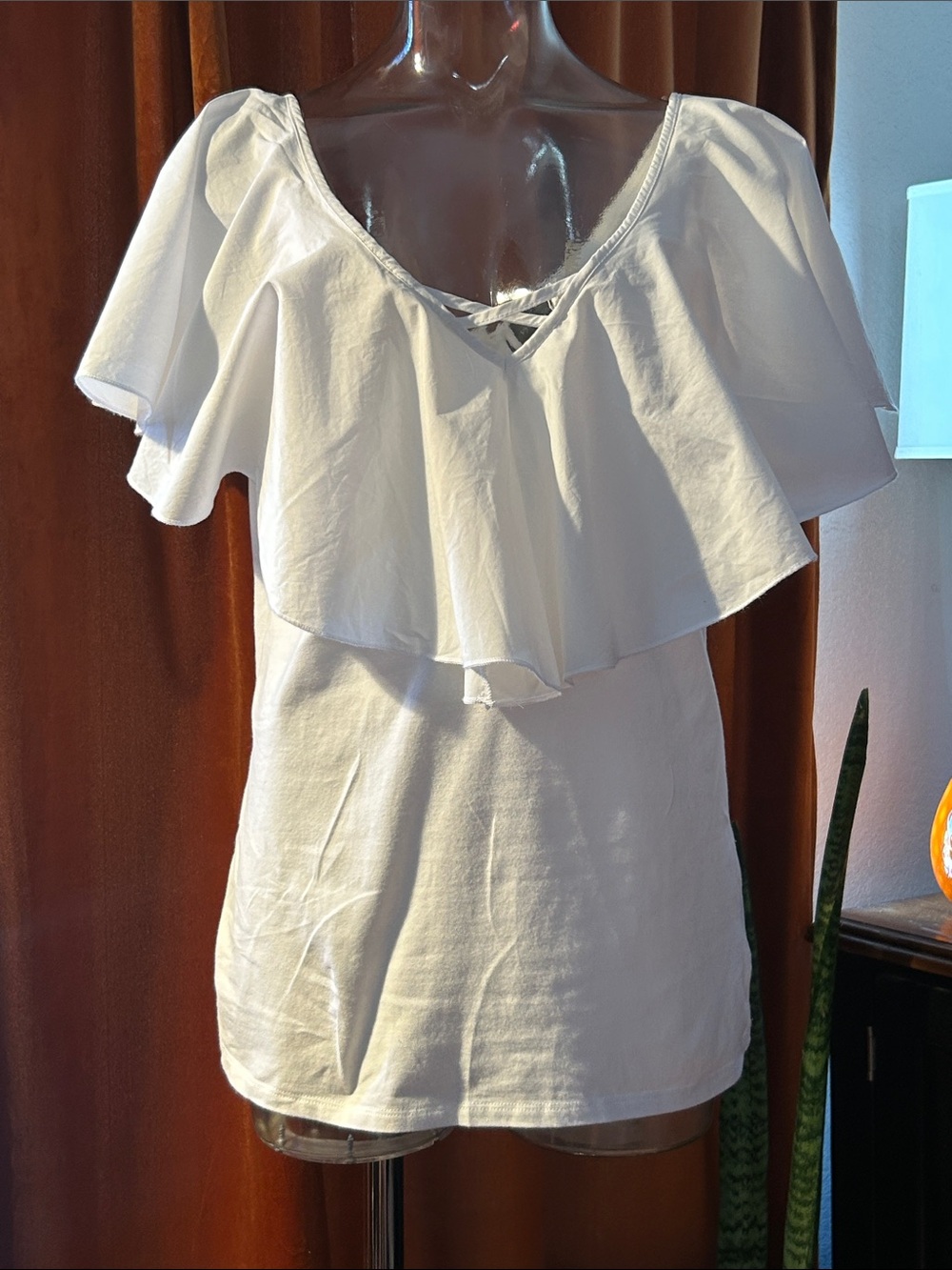 Who What Wear White Ruffle Off-Shoulder Top